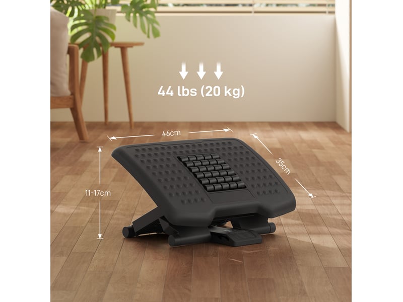 Repose-pieds ergonomique réglable 46x35 cm – noir – massage, 3 hauteurs et inclinaison ajustable - Conforama C