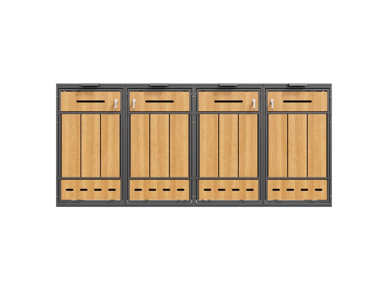  Cache-poubelles 4 bacs 120-240 l, ventilé et verrouillable, avec 2 portes  - Conforama A