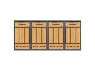 Cache-poubelles 4 bacs 120-240 l, ventilé et verrouillable, avec 2 portes