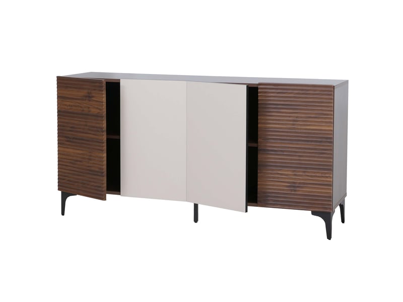  Buffet hwc-q84, commode, portes à structure 3d, compartiments de rangement en mdf mélaminé, 80 x 160 x 42 cm - aspect noyer  - Conforama A