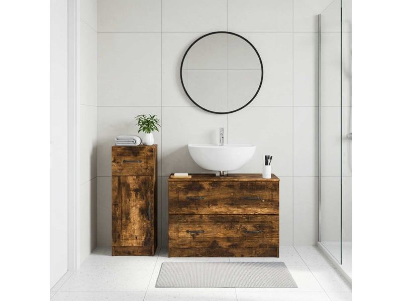  Ensemble de 2 meubles de salle de bain utrecht chêne fumé cf63209  - Conforama B