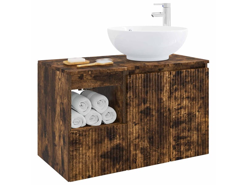  Ensemble de mobilier de salle de bain 2 pc chêne fumé cf64090  - Conforama C
