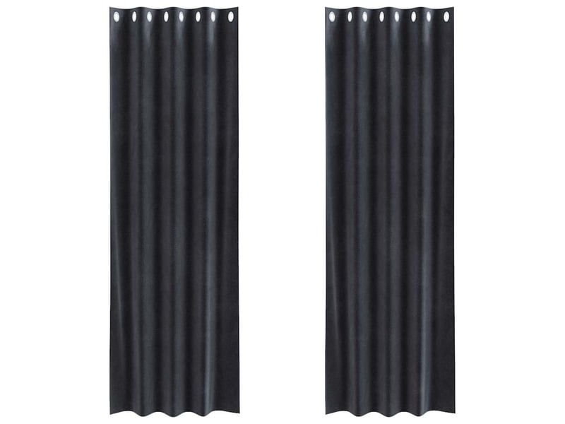 Lot de 2 rideaux, rideaux de fenêtre gris foncé 140 x 225 cm velours cf44067 - Conforama A