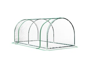 Serre de jardin en film plastique vert 200 x 100 x 80 cm, porte enroulable et structure en acier pour semis