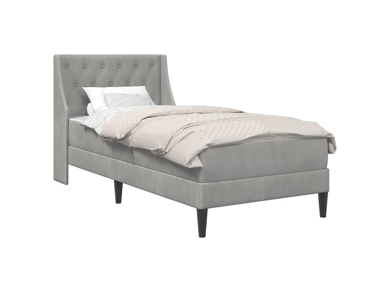 Lit simple- lit adulte -  cadre de lit avec matelas gris clair 80 x 200 cm velours  - Conforama A