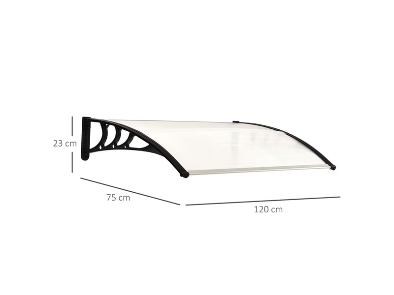  Auvent extérieur en polycarbonate imperméable et anti-uv de 75 x 120 cm pour porte ou fenêtre  - Conforama E