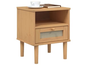 Table de chevet - cabinet de chevet - table de nuit senja aspect de rotin marron bois de pin massif