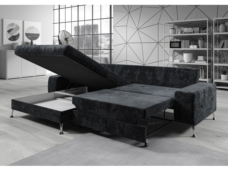  Canapé d’angle artemia vert velours 275 cm convertible avec coffre gauche Artemia - Conforama C