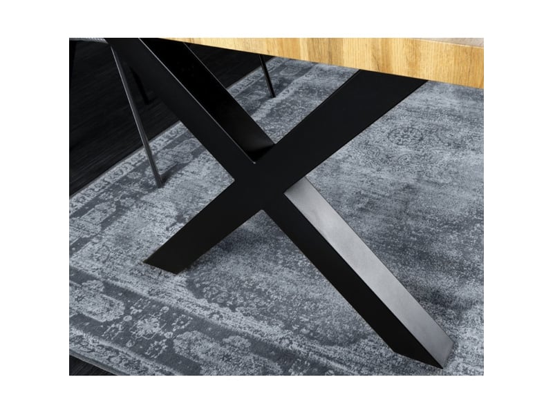 Table de salle à manger rivet 160 cm aspect bois clair et métal noir - Conforama E