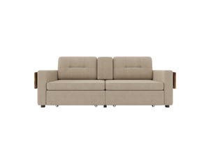 Canapé droit convertible CHICFURN 2 places Tissu beige avec coffre de rangement