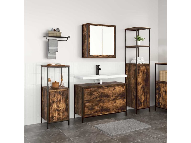  Ensemble de mobilier de salle de bain 3 pc chêne fumé cf64309  - Conforama B
