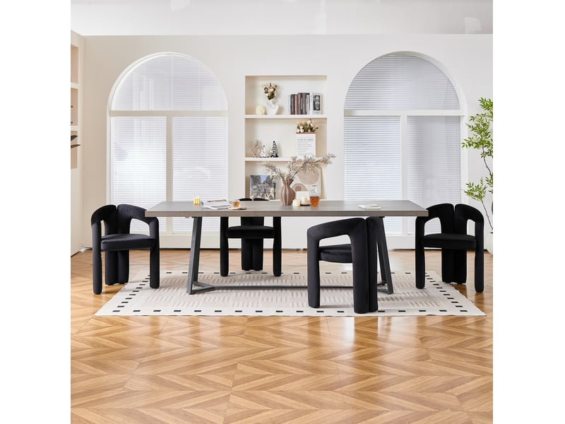  Lot de 2 chaises de salle à manger en velours avec accoudoirs homvra  - Conforama C