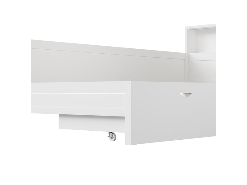  Lit gigogne 90x200 blanc avec rangement, tiroirs et led, plateforme en l  - Conforama E