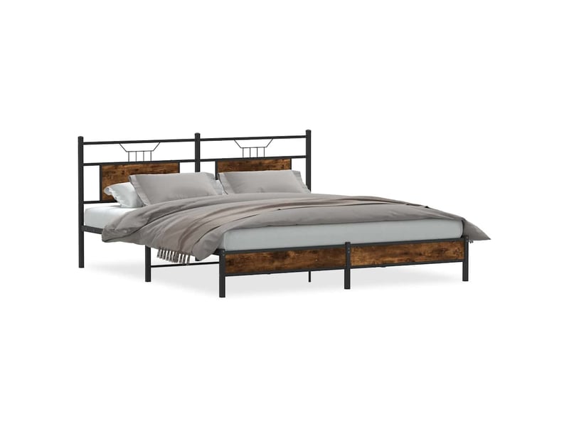  Lit double- lit adulte -  cadre de lit sans matelas chêne fumé 160x200 cm bois ingénierie  - Conforama A