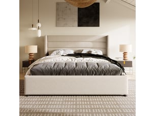 Lit coffre 160x200 cm <strong></strong>  <strong>Beige</strong> coloris beige