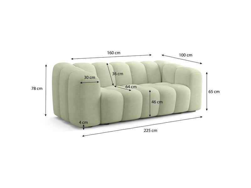  Canapé capitonné convertible 3 places en tissu chenille vert sauge - ouverture express - belleville Belleville - Conforama C