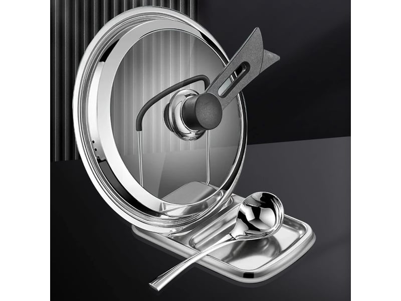 Support de couvercle de casserole en acier inoxydable avec plateau pour louches - Conforama E