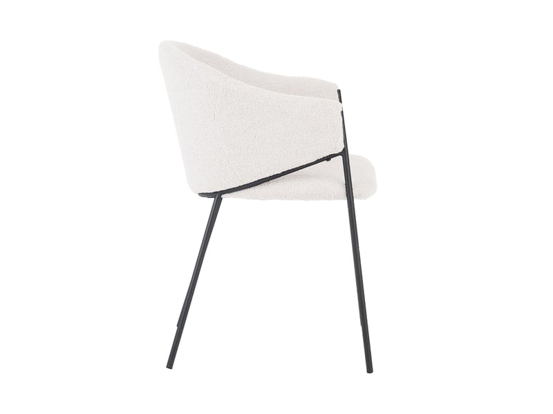 Ensemble repas table ronde + 4 fauteuils bouclette blanc - scandi - Conforama E