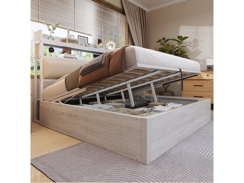  Lit coffre 180x200cm coloris blanc lit adulte blanc - Conforama E