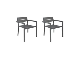 Lot de 2 fauteuils en aluminium et bois gris