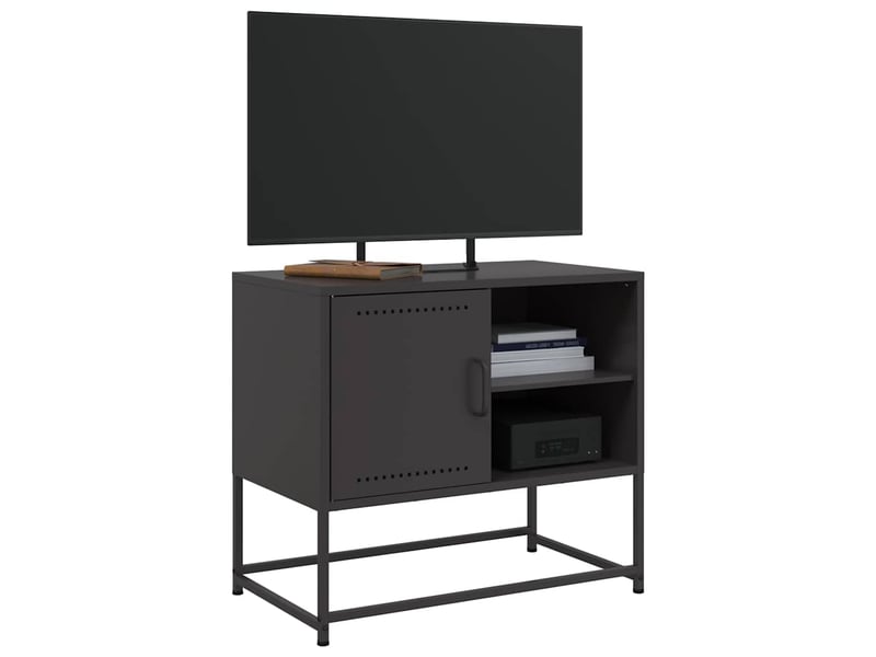  Meuble tv - banc tv - meuble de rangement noir 68x39x60,5 cm acier  - Conforama E