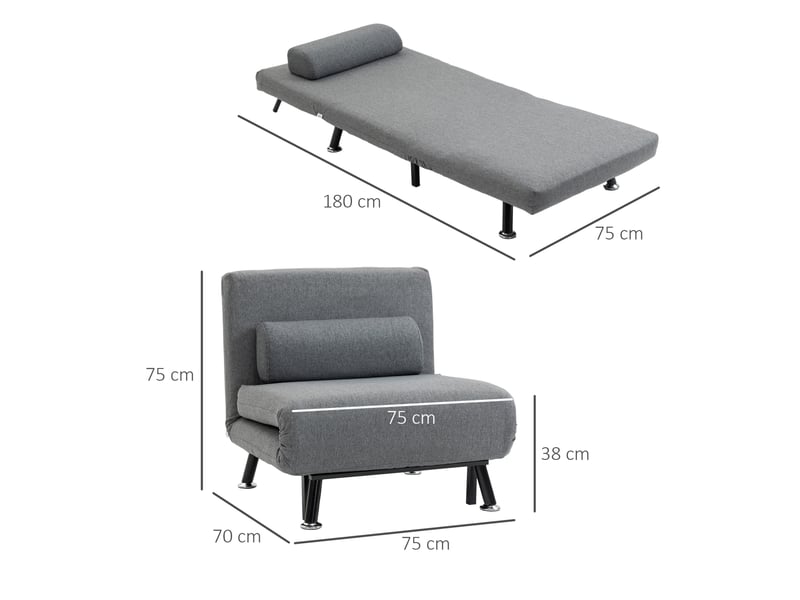  Fauteuil convertible en lit 1 place dossier réglable gris foncé evryae  - Conforama E