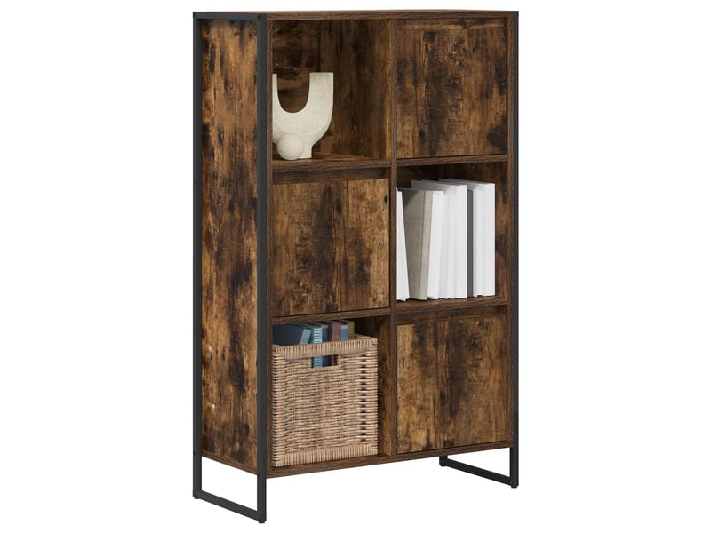  Bibliothèque, armoire à livres 68 x 30 x 108.5 cm bois d'ingénierie chêne fumé  - Conforama C