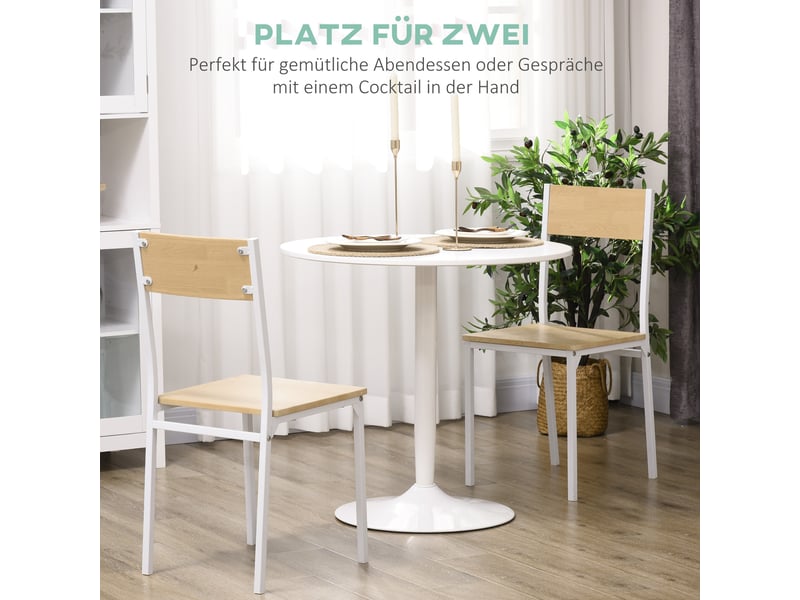  Table de salle à manger ronde 2 personnes gain de place - lpospi - pied central acier, mdf blanc ø70 × 75 cm  - Conforama E