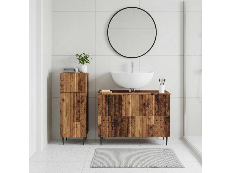  Ensemble de 2 meubles de salle de bain zwolle bois ancien cf63227  - Conforama B
