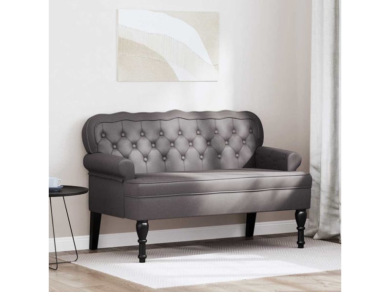  Banc chesterfield, canapé 2 places gris 119,5x64,5x75 cm cuir synthétique  - Conforama B