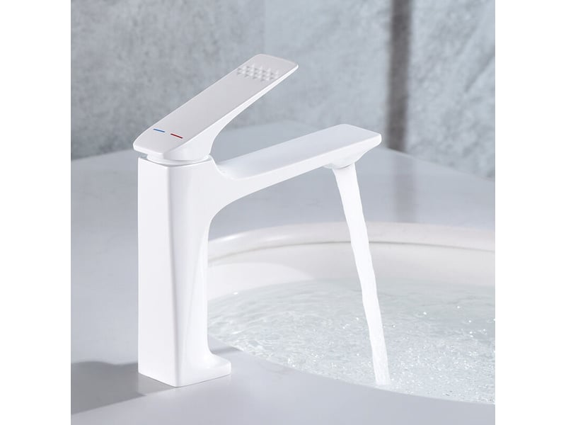  Robinet de lavabo pistolet de lavabo anti-éclaboussures blanc avec tuyau d'arrivée d'eau de 60 cm  - Conforama D