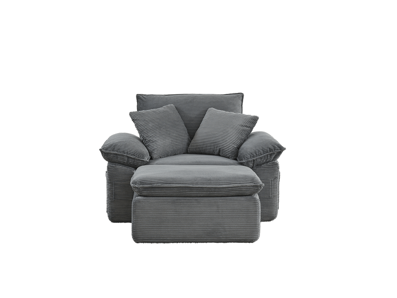 Fauteuil modulable en tissu et mousse haute densité, fonction couchage, repose-pieds mobile, poches et sans montage - Conforama A