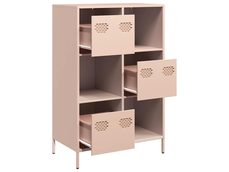  Buffet haut - bahut - meuble de rangement rose 68x39x103,5 cm acier  - Conforama D