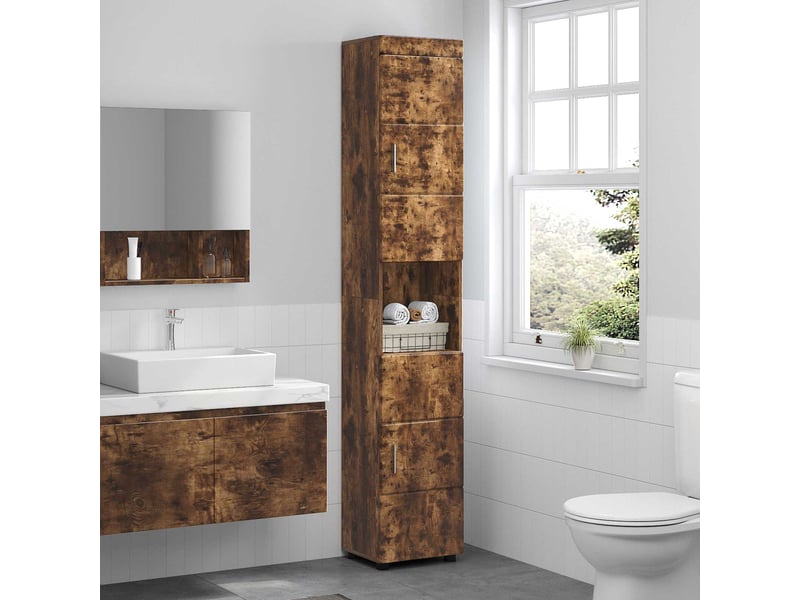 Ensemble d'armoire de salle de bain tulum chêne fumé cf62980 - Conforama D