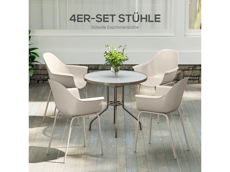 Lot de 4 chaises de jardin en plastique et métal gris 59 x 55 x 84 cm - Conforama D