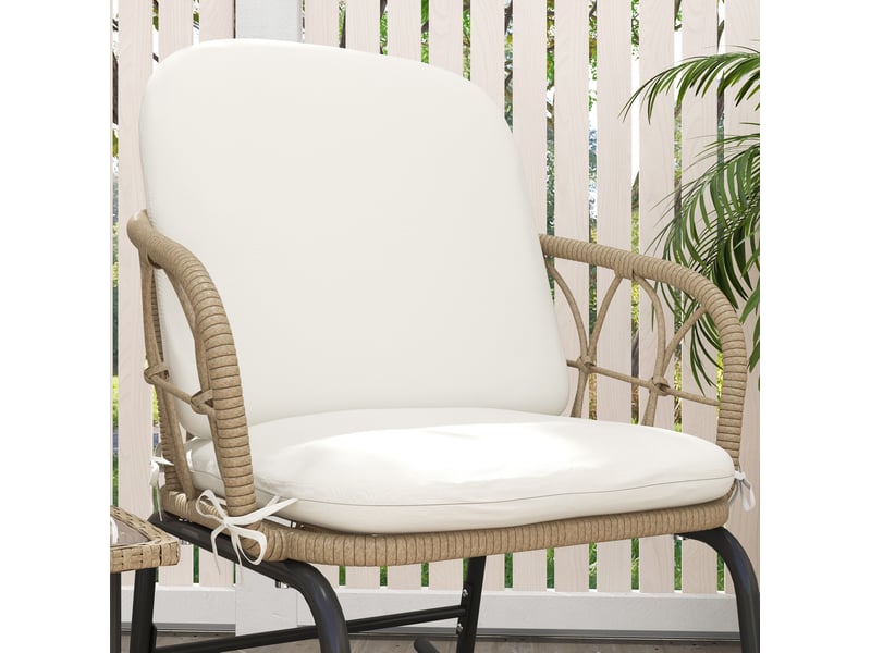  Salon de jardin 3 pièces 63x82x75 cm 2 fauteuils à bascule avec table métal jaune  - Conforama E