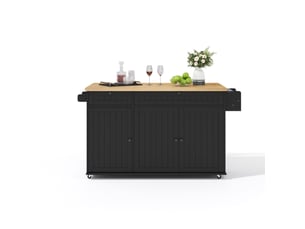 Îlot de cuisine 137x70x89,5 cm en mdf naturel et noir avec plateau rabattable
