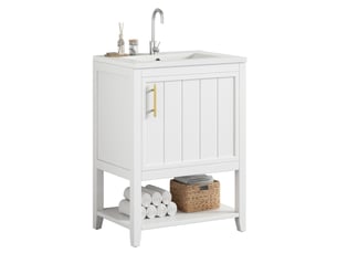 Meuble sous-lavabo avec lavabo en céramique - 60 cm - blanc - mdf - résistant aux rayures - facile à installer