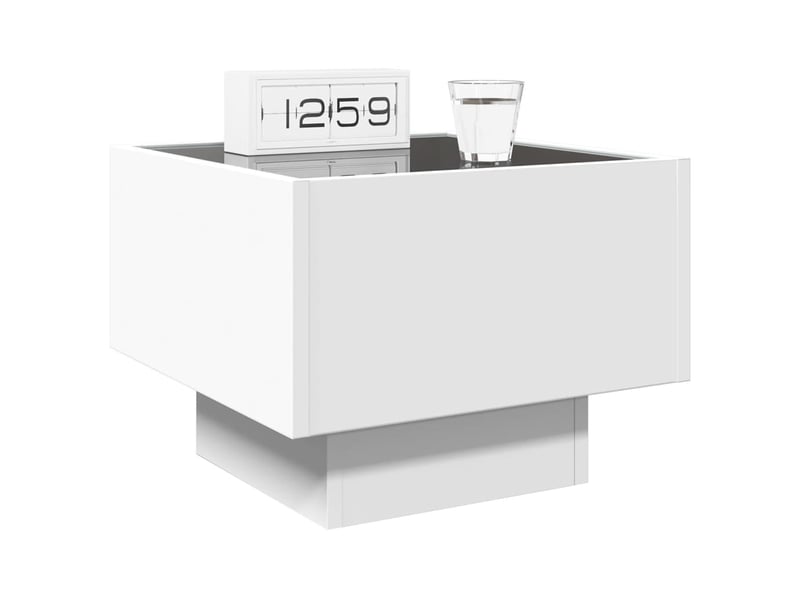  Table de chevet - cabinet de chevet - table de nuit avec led infini blanc 40x40x30 cm  - Conforama D