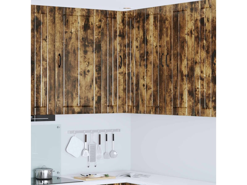  Meuble mural de cuisine, armoire d'angle cuisine lucca chêne fumé 57x57x100cm  - Conforama B