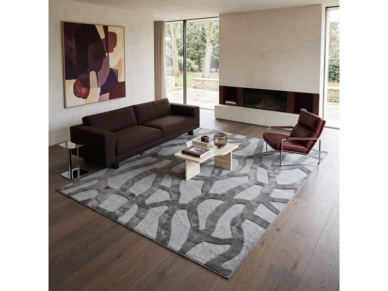  Tapis relief graphique gris 160x230  - Conforama A