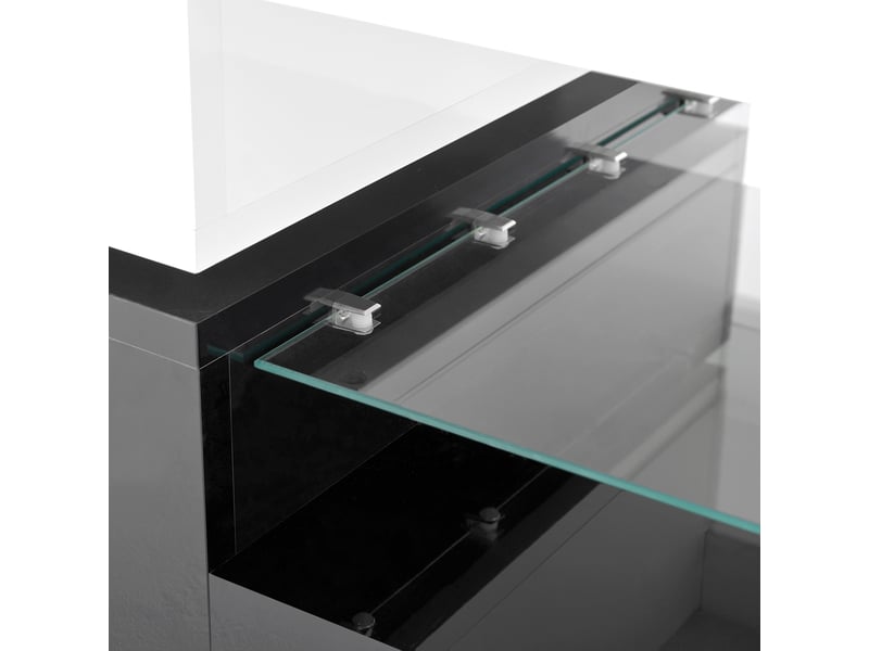  Table basse led avec plateau en verre et commande bluetooth pour salon 90×45×35,5 cm noir et blanc  - Conforama D