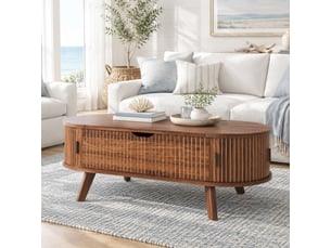 Table basse capsule coloris bois foncé <strong>BEAOK</strong> <strong></strong> - 50 cmx110 cm