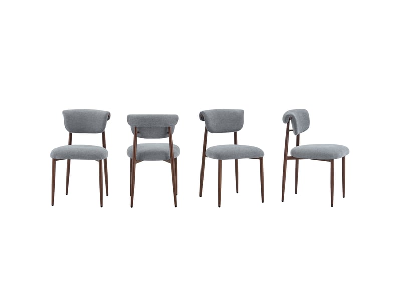  Lot de 4 chaises de salle à manger en tissu gris, sans accoudoirs, style moderne  - Conforama D