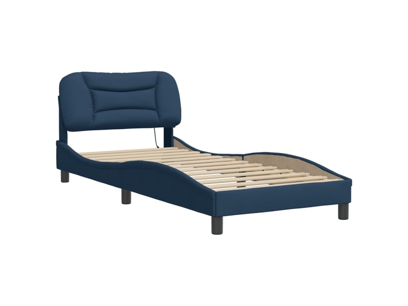  Lit simple- lit adulte -  cadre de lit avec led sans matelas hvar bleu 90x190 cm tissu  - Conforama B