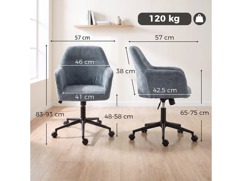  Chaise de bureau design enveloppant grand confort tissu chenille bleu  - Conforama C