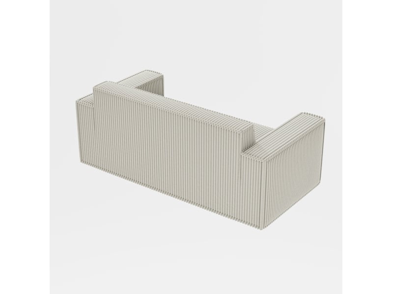  Canapé 2 places 178x86x70 cm blanc cassé en velours côtelé, assise profonde sans pieds pour salon  - Conforama E