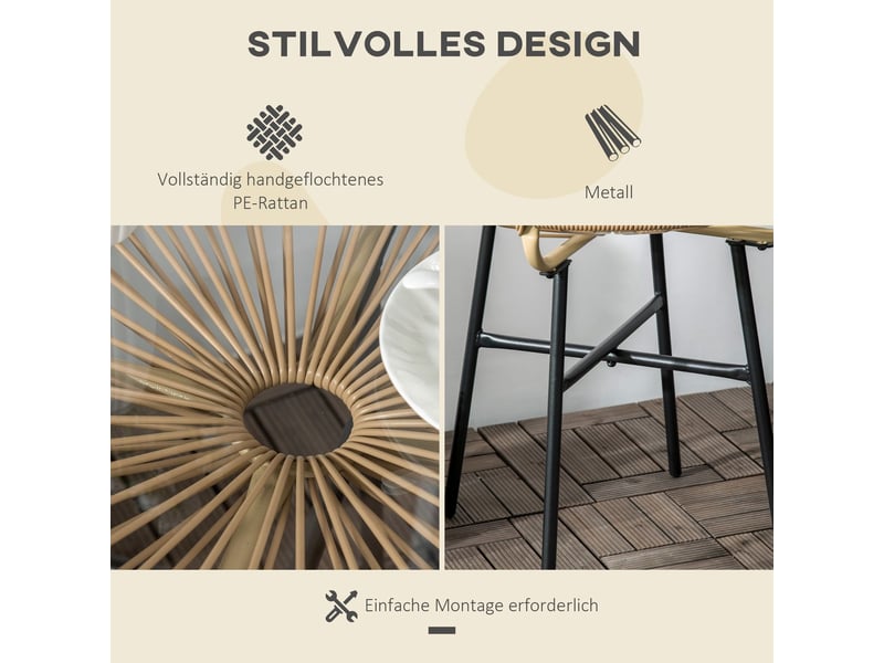  Table à manger 50 x 50 x 50 cm format bistrot plateau rond usage extérieur coloris noir et beige  - Conforama E