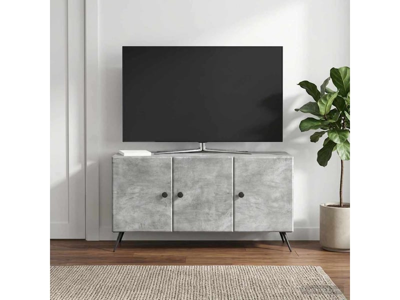  Meuble tv - banc tv - meuble de rangement gris béton 99 x 34,5 x 50 cm bois d'ingénierie  - Conforama D