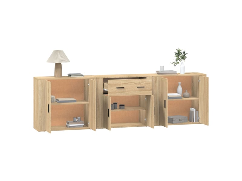  Buffets 3 pcs - bahut - meuble de rangement chêne sonoma bois d'ingénierie  - Conforama D